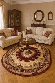 Owalny Czerwony Dywan W Klasycznym Stylu N8-W27