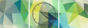 Obraz abstrakcji geometrycznej (z zegarem) (90x30 cm)