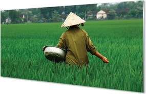 Szklany Panel Człowiek Odpoczywający na Trawie