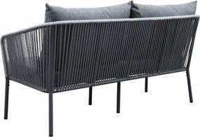 Zestaw mebli ogrodowych antracyt aluminiowa sofa 2 fotele stolik sznurowany