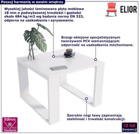 Biała kwadratowa minimalistyczna ława kawowa - Fareo 5X