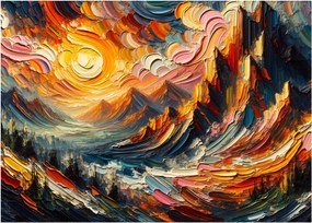 Obraz na szkle - Góry oświetlone słońcem (70x50 cm)