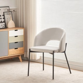 ATENA Krzesło do Jadalni Jasny Popiel, Szary, Welur z Oparciem, Czarne Nogi