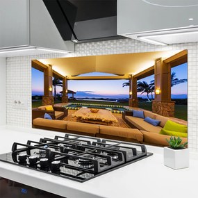 Szkło do Kuchni na Ścianę Słoneczne Patio Pod Palmami