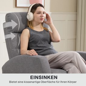 HOMCOM Regulowany Fotel Relaksacyjny z Podnóżkiem, Nowoczesny Tapicerowany Fotel, Ciemnoszary