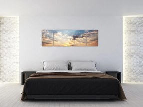 Obraz - Słonie wędrujące po sawannie (170x50 cm)