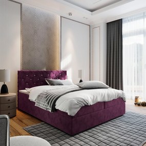 Masseno Łóżko kontynentalne RIVA z pojemnikiem na pościel 180x200 cm - Fiolet, MAGIC VELVET 2202