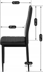 Krzesło Tapicerowane do Salonu NARIS Czarne Ekoskóra Nowoczesne Loft