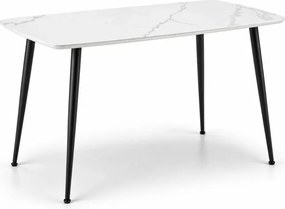 Stół Siena 120x70 cm – Nowoczesny Stół z Białym Blatem Marmurowym z MDF lakierowanego i Stylowymi Czarnymi Nogami do Jadalni