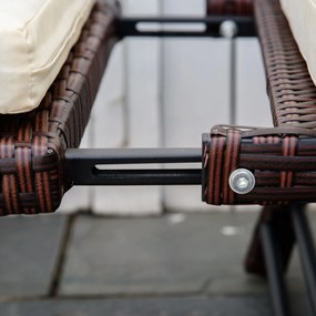 Outsunny Sofa ogrodowa 2-osobowa, technorattan, składane podłokietniki, stal, brązowa, 129x63x67cm | Aosom PL