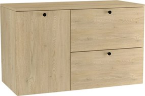 Szafka pod umywalkę WENA, gładkie fronty, z koszem na pranie, Beti, 100x60x47 cm, Dąb Cremona/Marmur Bianco