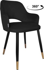 Krzesło Milano tkanina Welur noga metalowa elegancki komfort wnętrza : Kolor nogi - Czarno-złota stożek, Kolor tkaniny - VELVET - MG19, Typ siedziska - Siedzisko obrotowe 360°