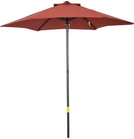 Outsunny Parasol Ø196 cm z funkcją kąta, sześciokątny parasol balkonowy dla plaży balkonu ogrodu, Bordowy