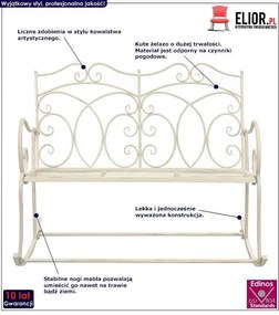 Bujana ławka ogrodowa Ridon - biała