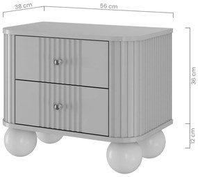 Zestaw szafek nocnych Vesper 56 cm - czarny / złote uchwyty / nogi kule