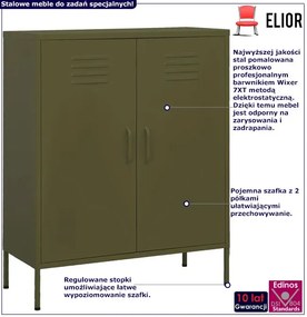 Stalowa dwudrzwiowa szafka gospodarcza oliwkowozielony - Dova 8X