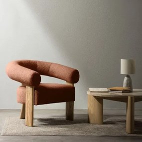 Brązowy designerski fotel KOKEI, dąb