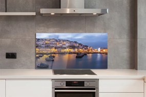Szklany Panel Nocny Port ze Statkiem