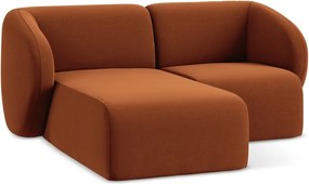 Aksamitny narożnik (lewostronny/z szezlongiem) w kolorze terakoty Lani – Makamii