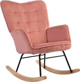 HOMCOM Fotel bujany, Fotel relaksacyjny, Fotel bujany, obciążenie do 120 kg, Poliester, 98 x 71 x 101 cm, Różowy