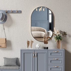 Owalne lustro na ścianę OLVANI 80x40 cm z czarną ramą