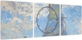 Obraz - Claude Monet, Woman with a Parasol - Madame Monet and Her Son, reprodukcje (z zegarem) (90x30 cm)