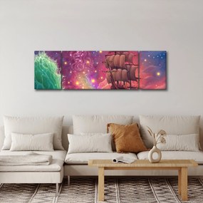Obraz - Statek z kosmicznym niebem (170x50 cm)