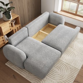 Masseno Narożnik MODENZA z funkcją spania i pojemnikiem na pościel Narozniki L, Rozkładana sofa - Jasnoszary, NOW OR NEVER 83