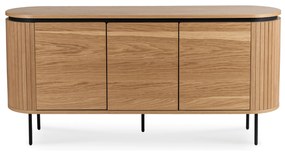 Komoda do Salonu BECK 160 cm Dąb Trzydrzwiowa Ryflowana Nowoczesna