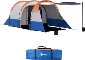 Outsunny Namiot kempingowy dla 3 osób, z haczykiem na latarnię, trzema wejściami, wodoodporny, Pomarańczowy