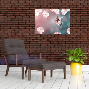 Obraz - Motyl wśród kwiatów (70x50 cm)