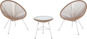 Zestaw ogrodowy z plecionej żywicy: 2 fotele i stolik - Jasny naturalny - ALIOS III od MYLIA