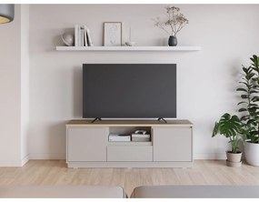 Beżowa szafka pod TV w dekorze dębu 161x55x40 cm Loreta – Marckeric