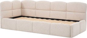 Łóżko wysuwane 2 x 80 x 200 cm – Z listwowym stelażem  – Teksturowana tkanina – Beżowy – PLURANIO