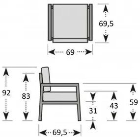 MORISS - zestaw ogrodowy aluminiowy - Towar nierozpakowany (N543)