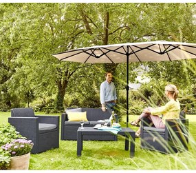 Beżowy parasol ogrodowy 456x270 cm Double – Rojaplast