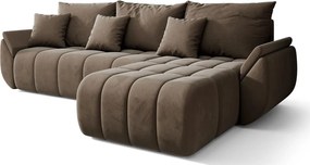 Welurowa brązowa sofa w kształcie litery L F0-T57