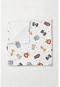 Biały koc dziecięcy muślinowy 75x100 cm Zoo – Mijolnir