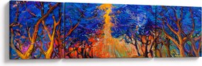 Obraz - Jesienne korony drzew, nowoczesny impresjonizm (170x50 cm)