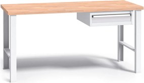 Profesjonalny stół warsztatowy G3 z drewnianym blatem roboczym, 1500 mm, 1x 1 szufladowy kontener, szary