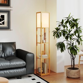 HOMCOM Lampa stojąca z 3 półkami, lampa podłogowa z oprawką E27, 26 x 26 x 160 cm, do salonu/sypialni (bez żarówki) | Aosom PL