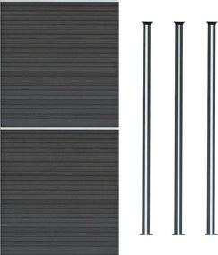 Panel ogrodzeniowy kompozytowy x 2 i słupki LED 6 stóp x 11,5 stopy - szary