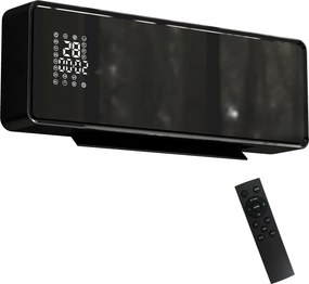 HOMCOM Ceramiczna grzałka ścienna 1000/2000W, ogrzewanie elektryczne, wentylator, termostat, timer, 54x18,7x12,3cm, czarny | Aosom PL