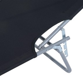 Outsunny Leżak ogrodowy składany z daszkiem przeciwsłonecznym idealny na plażę czarny 187x58x36 cm | Aosom PL