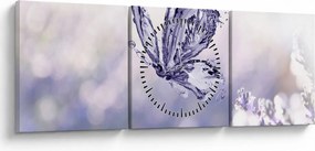 Obraz - Motyl i lawenda (z zegarem) (90x30 cm)