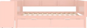 Łóżko proste dla dziecka 90x200 cm - z biurkiem - z 2 szufladami - z półkami - drewno lite - różowe (bez materaca)