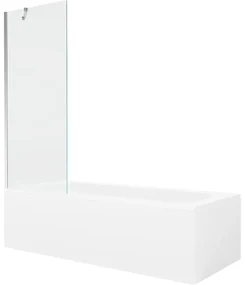 Mexen Vega wanna prostokątna 150 x 70 cm z obudową i parawanem 1-skrzydłowym 70 cm, transparent, chrom - 550115070X9507000001