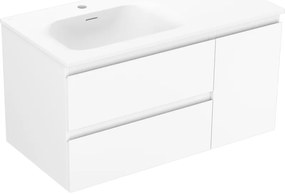 Mexen Orio szafka łazienkowa 90 cm z umywalką Vela lewą, 2S, 1D, biała mat - 91A13-09047-3-BBFFFF01-W23L01