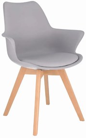 Szare minimalistyczne krzesło na bukowych nogach - Magela