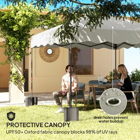 Outsunny 3 x 3 m Składany Pawilon, Regulowany Wysokością Pawilon Ogrodowy, z Torbą na Kółkach, do Ogrodu, Tarasu, Metal, Tkanina, Kremowy